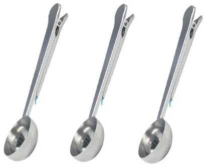 Leadigol 3PCS Coffee Scoop Clip,Long Handle Coffee Measuring Spoon Multifunction Sealing Bag Clip for Kitchen