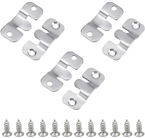 6 supports de montage en acier inoxydable avec 12 vis, crochets cachés, adaptés pour la fixation de têtes, miroirs cosmétiques, armoires, cadres