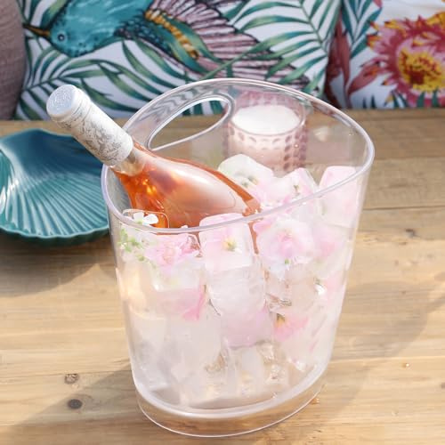 MacFly Seau à glace pour bouteilles - refroidisseur de bouteilles de vin, bières, champagne et rafraîchissements, grand seau à glaçons, seau à champagne et grand refroidisseur (transparent, 1/2