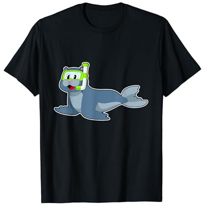 Seehund Taucher Schwimmbrille Schnorchel T-Shirt
