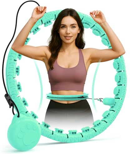 JLoibao Cerchio Hula ponderato con 24 maglie (132 cm) per dimagrire per adulti, cerchio infinito di grandi dimensioni, attrezzatura per esercizi intelligenti per donne