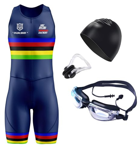 Traje de Triatlón de una Pieza sin Mangas para Hombre,3 Bolsillos y Acolchado para Bicicleta,Correr, Andar en Bicicleta,Nadar,Maillot Ciclista Específico para Carreras (TYP-4,XXS)
