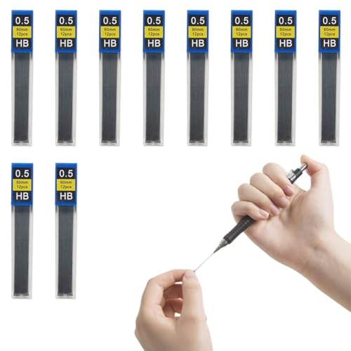 Tomedeks 120 Pezzi Mine 0.5, Mine 0,5 Mm, Mine 0,5 Mm HB Infrangibili per Portamine, Scrivi in ​​Modo Fluido E Chiaro per Portamine 0.5,Artigianato, Schizzi Artistici(Nero,Bianco)