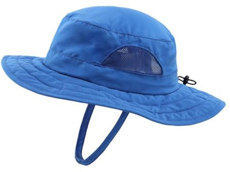 Magracy barn-äventyr-nät-solhatt brett brätte UPF 50+ strandhatt justerbar, blå, one size