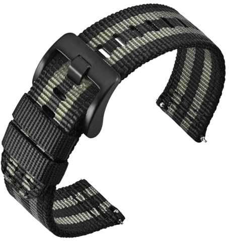 ANNEFIT Nylon Militär Uhrenarmband 18mm 19mm 20mm 22mm 24mm, Schnalle aus Edelstahl, Schnellverschluss Aatmungsaktive Armband für Herren