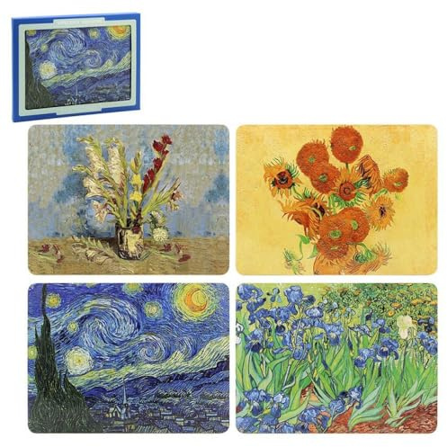 The Leonardo Collection Set di 4 tovagliette antiscivolo lavabili per sala da pranzo, design di Vincent Van Gogh, set di 4 tovagliette stampate