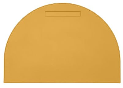 Eglooh - Luna - Schreibtischunterlage echtem Leder Gelb cm 90x60 - Mit halbrunder Form, Stiftfach und Handwerkliche Nähte - Made in Italy