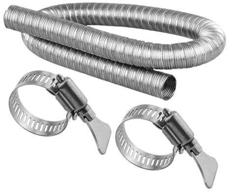 Inscrip Auto Standheizung Abgasrohr, 32mm Edelstahl Dual-Layer Abgasrohr, Abgasschlauch für Stromerzeuger mit 2 Rohr Klemme, Zusatzheizungsrohr, Passend For Webasto, Eberspächer (60cm)