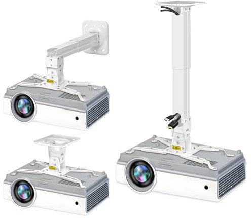 2-Be-Best Heavy Duty Projector Mount Max Load 45lbs / 21kg Extendable 16-24in / 40-60cm Projectors Ceiling Mount Universal Projector Mounts Angle Adjustable Strong White