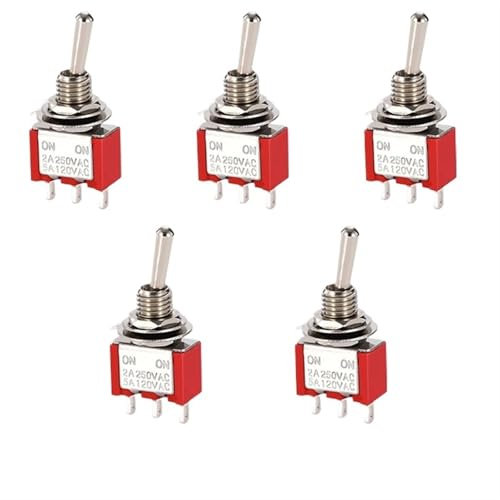 Lot de 5 interrupteurs à bascule miniatures unipolaires à deux directions ON-OFF-ON/ON-ON 120 VCA 6 A 1/4 pouce de montage MTS-102 103(MTS-102 5PCS)