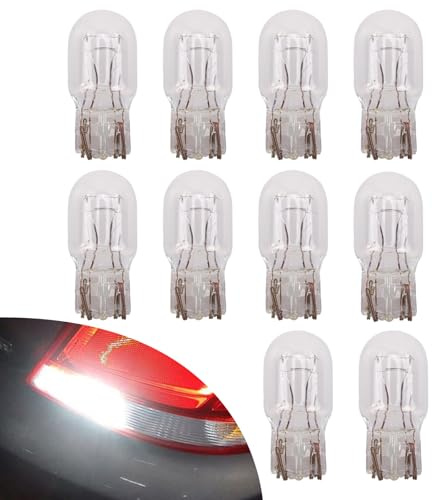 ijuicy 10 PCS Brake Light Bulbs, T20 7443 Tail Light Bulb Reverse Light Bulb, Long Life Miniature Led Bulb, DRL Indicator Light Micro Bulb Parts, Universal Car Lighting Accessory (White)
