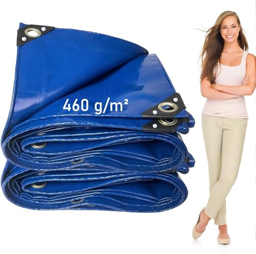 LDQBF Telone Occhiellato,0.5x45m 460g/m² pvc copri telo impermeabile,con occhielli per coprire legna impermeabile occhiellato teloni blu
