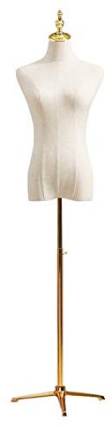 Schaufensterpuppen Torso, goldener Stativsockel Massivholzarm, abnehmbar, höhenverstellbar, bauchfreies Design, Nähen, Kleidung, Präsentationsständer, 4 Stile (Farbe: A, Größe: S)