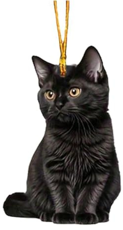 Chat noir Vue arrière Pendentif en verre Ornement suspendu pour la décoration intérieure des voitures Ajoute chaleur et personnalité à chaque véhicule