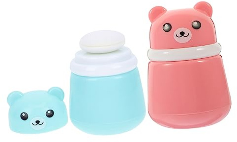 Warmhm 2stücke Teiliges Babypuder Aufbewahrungsset Mit Süßem Bärendesign Tragbare Puderquaste Aus Langlebigem Material Große Kapazität Auslaufsichere Kunststoffdose Für Reise Und Alltag