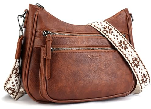 VIMUTI Umhängetasche Damen Mittelgroß,Leicht Veganes Leder Crossbody Bag Damen mit Vielen Fächern Tasche Damenhandtasche mit Verstellbar Breitem Schultergurt