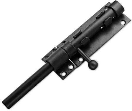 Door Lock Bolts Shed Door Tower Bolt Heavy Duty Black Door Bolt Latch Slide Barrel Door Bolt Security Lock Latch for Internal Door Shed Bathroom Toilet Shed