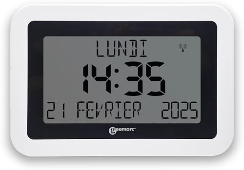 Geemarc Orologio Calendario Viso10 con Impostazione Automatica dell'Ora e Caratteri Grandi - Per Persone Affette da Alzheimer - Funzionamento a Batteria - Senza Retroilluminazione - Versione IT