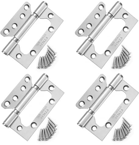 MiKuaYi Flush Door Hinges 4 Inch 100mm 4PCS Stainless Steel