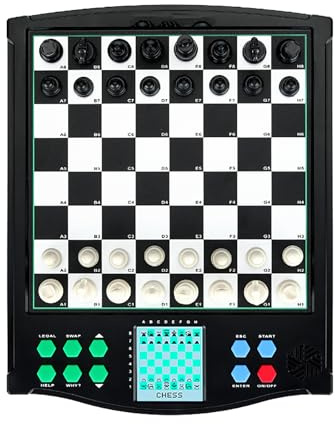 Set di scacchi elettronico intelligente, computer per scacchi con intelligenza artificiale, impostazioni di difficoltà multilivello, con stilo e ampio display LCD, funzionamento semplice per adulti