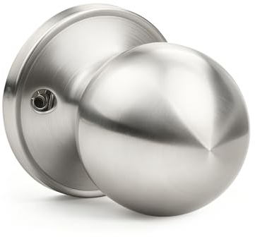 Brotima Satin Nickel Round Dummy Door Knob,One-Half Side Knob Only,Non-Locking No Latch for Interior Use