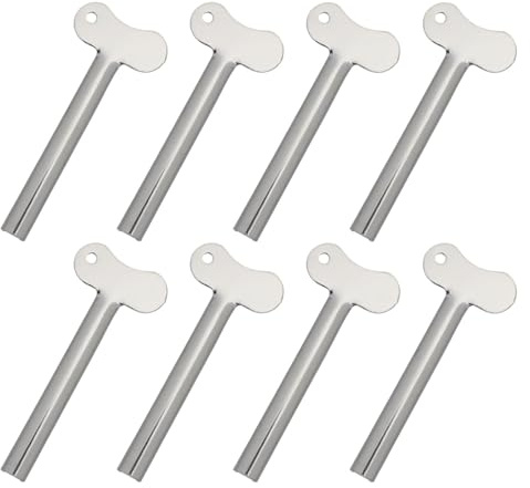 UTHCLO Presse-tube en Métal Inoxydable pour Dentifrice, Lot de 8 Rouleaux Presseurs Compacts, Outil Manuel Multifonction pour Tubes Cosmétiques et Alimentaires, pour Salle de