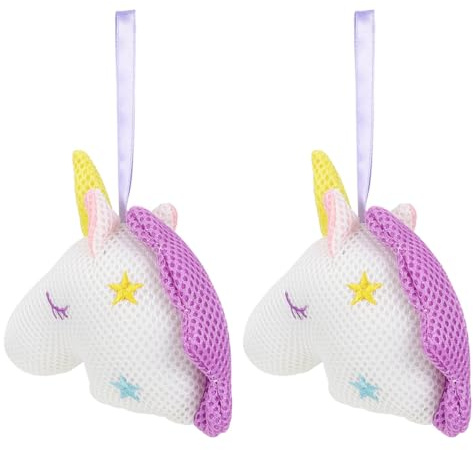 ARTIBETTER Spugna da Bagno Unicorno 2 Pezzi, Palla da Doccia Soffice e Schiumosa per Esfoliazione Profonda, Accessorio Bagno Cartoon Bianco per Rilassamento Quotidiano