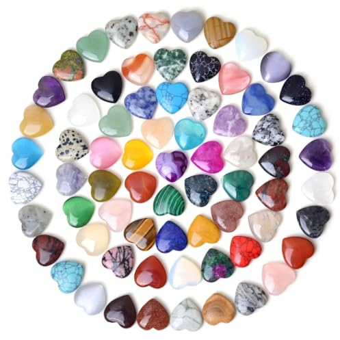 Cristales a granel, rocas en forma de corazón de 35 piezas, piedras preciosas naturales cristales a granel para manualidades de bricolaje, color aleatorio, piedras preciosas de 0, 79 × 0, 79 ×, 24 p