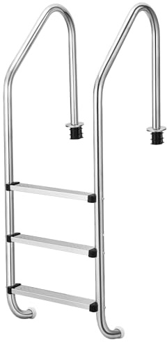 3-Step Swimming Pool Ladder, 304 Stainless Steel Pool Steps with Ergonomic Handrails, Anti-Slip Heavy-Duty in-Ground Pool Stairs, 120 kg Load Capacity for Home and Commercial Pools