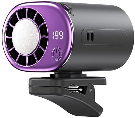 Herr Ozean Climatiseur à clipser pour voiture, 360° Rotatif, Rafraîchissement Semi‑Cooling 16°C, réglable, 199 vitesses, rechargeable par USB pour voiture, SUV, camion (Gris)