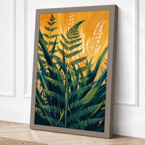 Feathered Ferns Botanical Canvas Wall Art Print 18x12 Inch | Ready to Hang, Gallery Wrapped, Fade-Resistant Inks, Securely Packaged, UK Made