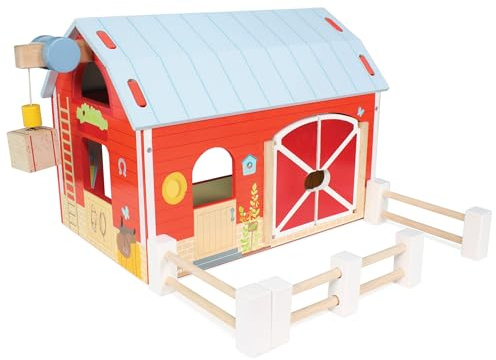 Le Toy Van – Bauernhof & Tiere-Sammlung aus Holz, Rote Scheune | Pädagogisches Rollenspiel | Für Mädchen & Jungen | Geeignet für Kinder ab 3 Jahren