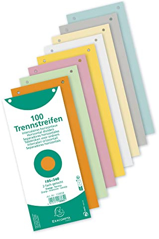 Exacompta 13395B 100er Pack Premium Karton-Trennstreifen. 10,5 x 24 cm farbig sortiert. Für eine übersichtliche Anblage Ihrer Dokumente. Trennlaschen Trennblätter Ordner Register
