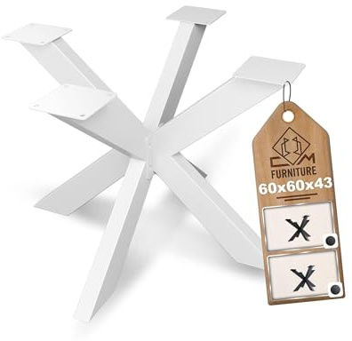 CM Furniture Base Spider Tipo Araña Cruzadas Patas de para Redondas Cuadradas Mesa Bianco Cruzadas Carga Pesada Base de Metal para Mesa de Centro Salón Forma X Estrellam Pie para Muebles A: 43 cm