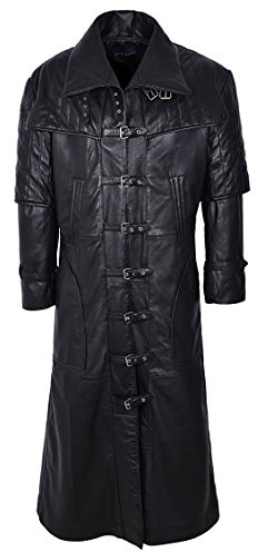 Men's Captain Black Full-Length Van Helsing Duster Nappa Leather Jacket Coat (M)