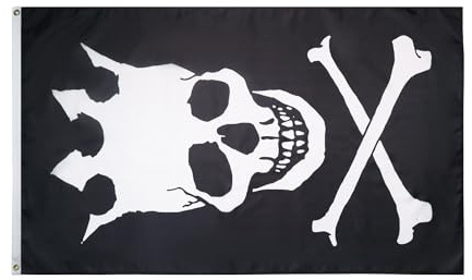 AZ FLAG Drapeau Tête de mort avec couronne 150x90 cm 2 Œillets | Usage intérieur et extérieur Drapeau décoratif pirate coutures doubles et bords renforcés avec œillets métalliques
