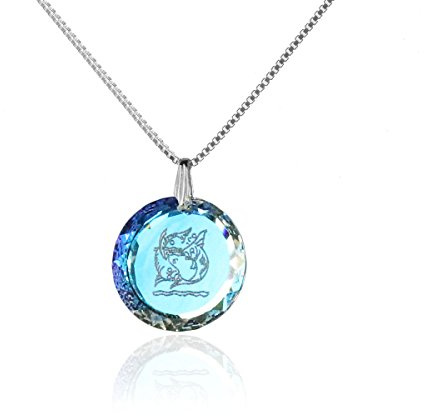 Kristallwerk Silberkette Halskette 925 Silber Sternzeichen Tierkreiszeichen hergestellt mit Swarovski®Kristall