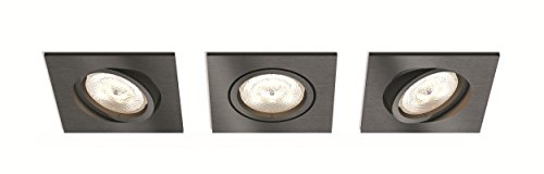 Philips myLiving LED Warmglow Einbauspot Shellbark, 3-flammig, eckig, anthrazit