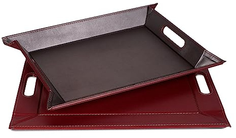 FREEFORM Duo Wendetablett, Kunstleder-Tablett, 55×41 cm, Anthrazit/Burgund | Tischset, patentiertes Design, Servierwagen, flach lagerbar, hitzebeständig 90 °C, pflegeleicht, 2-farbig, 2 Größen