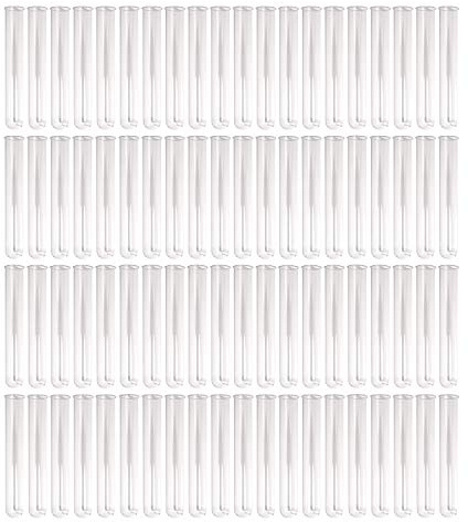 100PC Test Tubes R1 with Rim, AR-Glas - 160mm (H) x 15mm (Dia) 0.5-0.6mm Thickness - Suitable for use in laboratory work, floral displays, storage of seeds, beads & sweets.