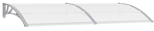 vidaXL Türvordach Haustürdach Haustür Überdachung Türdach Pultvordach Vordach Haustürvordach Grau Transparent 240x80cm PC Aluminiumstab