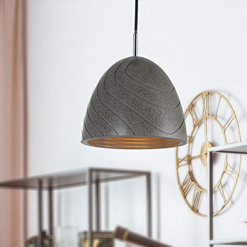 Paco Home Pendelleuchte, E27, Lampe Für Wohnzimmer Esszimmer Küche, Höhenverstellbar, Farbe: Beton-Sandstein-Schwarz, Leuchtmittel: ohne Leuchtmittel