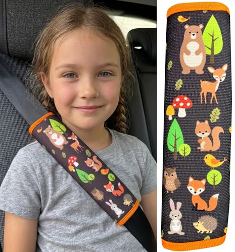 HECKBO Auto Gurtschutz mit Waldtiere Motiv - Sicherheitsgurt Schulterpolster Schulterkissen Gurtschoner Autositze Gurtpolster für Kinder, Mädchen; Jungen (1 Stück)