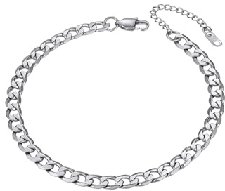 Richsteel Chaîne de Cheville Femme Fille,Bracelet Cheville Chaine de Pied en Or/Acier Inoxydable Maille 3mm/6mm Figaro/Corde/Cubaine Réglable 25+5 cm,Bijoux de Cheville pour Femmes et Filles