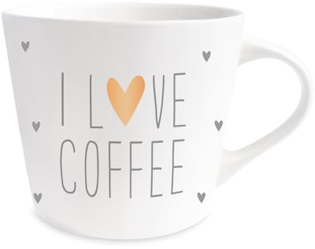 Grafik-Werkstatt Werkstatt Kaffee-Tasse mit 100% Echtgold | Porzellan Tasse | 420 ml | I love coffee, 61565, Weiß