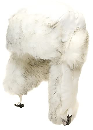 Black Jungle Fellmütze Trappermütze mit Pelzbesatz Damen-Trappermütze mit einem Pelzimitatbesatz (58 cm, Weiß)