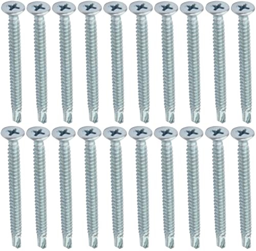 AERZETIX - C44699 - Juego de 20 Tornillos para chapa autoperforantes Ø4.2x50mm con cabeza fresada - DIN 7504 P - con huella PH/cruciforme - en acero galvanizado - chapa marco metálico - color plata