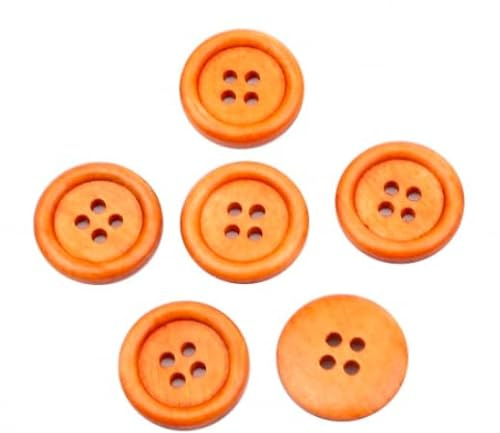 20 edle Holzknöpfe orange-braun 25mm, rund, 4-Loch Knopf Knöpfe aus Holz zum aufnähen annähen nähen Jackenknöpfe Mantelknöpfe Vierloch Vierlochknöpfe 4-Lochknöpfe