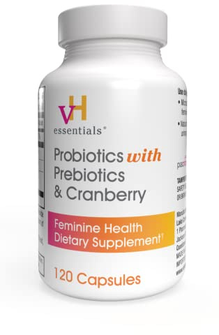 vH Essentials Probiotics for Women with Prebiotics, Cranberry & Vitamin C - 120 Capsules (60 Day Supply) -Probiotics Support Gut Balance, Health & Urinary Tract Health for Women