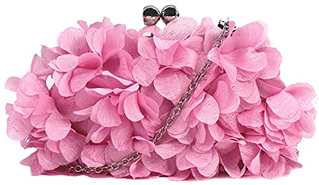 MilyaDE Damen Clutch Blumen Elegante Brauttasche Hochzeit Party Kleidertasche Abendtasche Handtasche mit Kette Kiss Lock